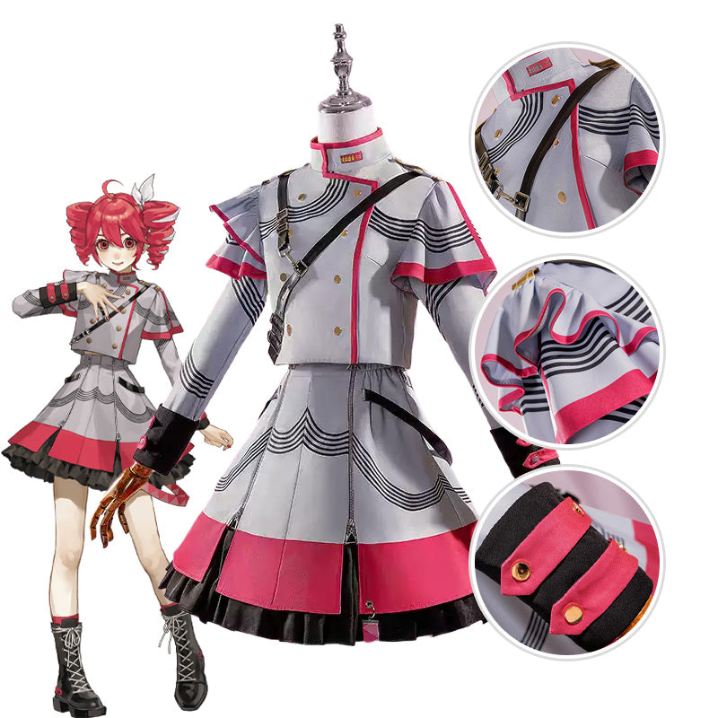 Kasane Teto Cosplay Costume - Vocaloid Outfit with Bow Hair Accessory Metal Zipper Durable Fabric