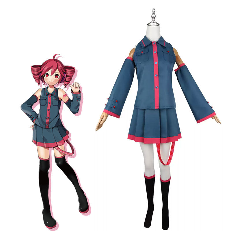 Kasane Teto Twin Drill Virtual Idol Cosplay Fullset - Vocaloid Polyester Costume Sizes XS-2XL