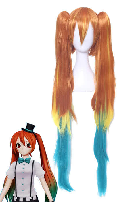 Hatsune Miku Long Straight Orange Ponytail Wig - Vocaloid Cosplay Wig 100cm
