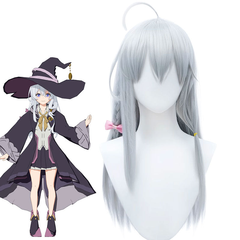 Elaina White Straight Curly Wig - Wandering Witch: The Journey of Elaina Cosplay Wig 60cm
