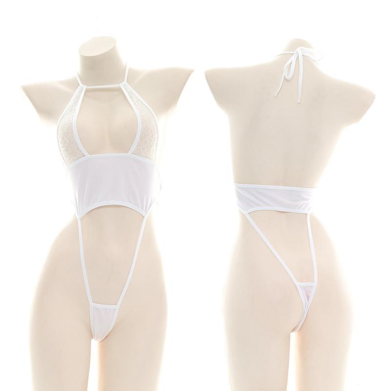 White Sexy Lace Bodysuit - Polyester Underwear Cosplay Costume