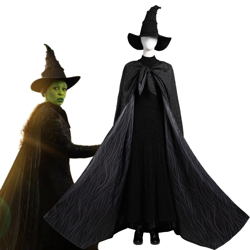 Elphaba Witch Cosplay Costume - Wicked Halloween Outfit Soft Knit Fabric Sizes XS-3XL