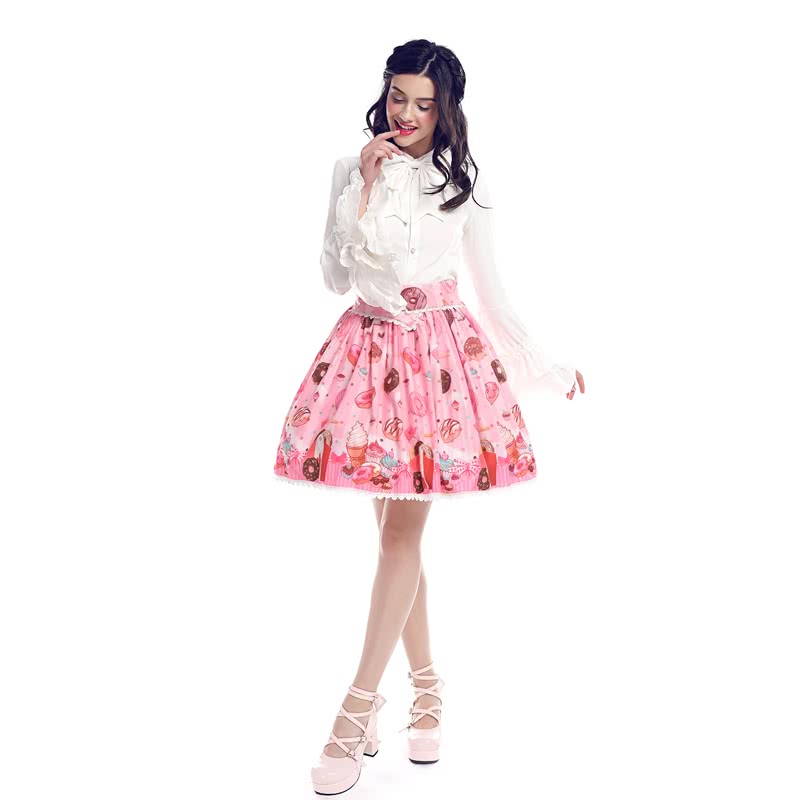 Women's Lolita Chiffon Print Bubble Skirt - Fluffy Tutu Skirt Set