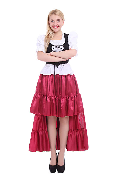 Women's Wine Retro Long Skirt - Belly Dance Cosplay Costume (Skirt Only)