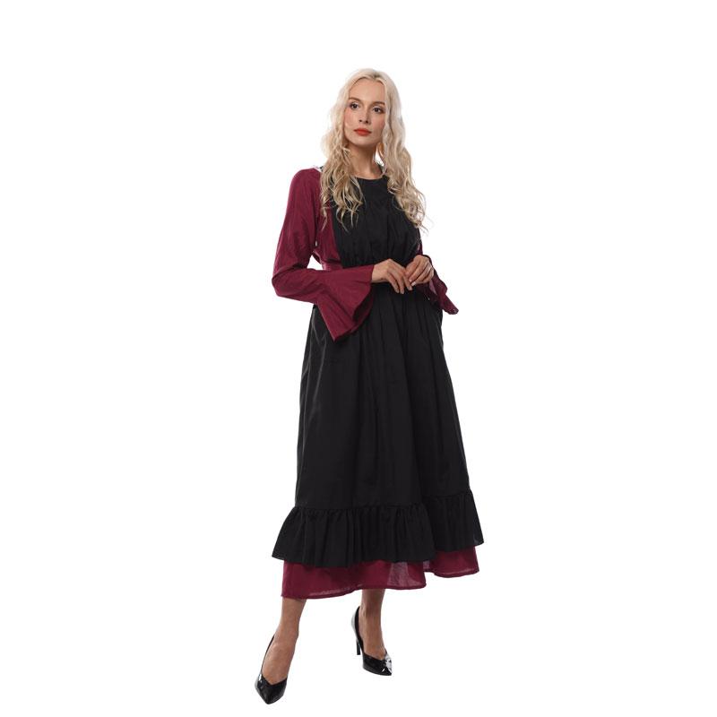 Women's Renaissance Victorian Defined Waist Dress - Medieval Long Costume with Belt