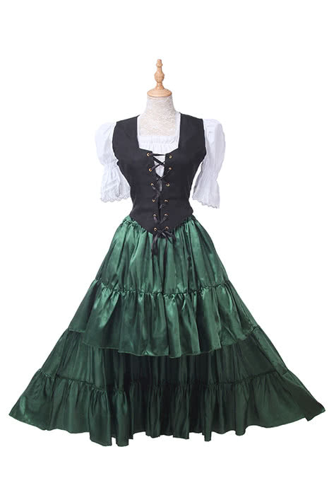 Women's Green Retro Long Skirt - Belly Dance Cosplay Costume GC14C-F-3 (Skirt Only)