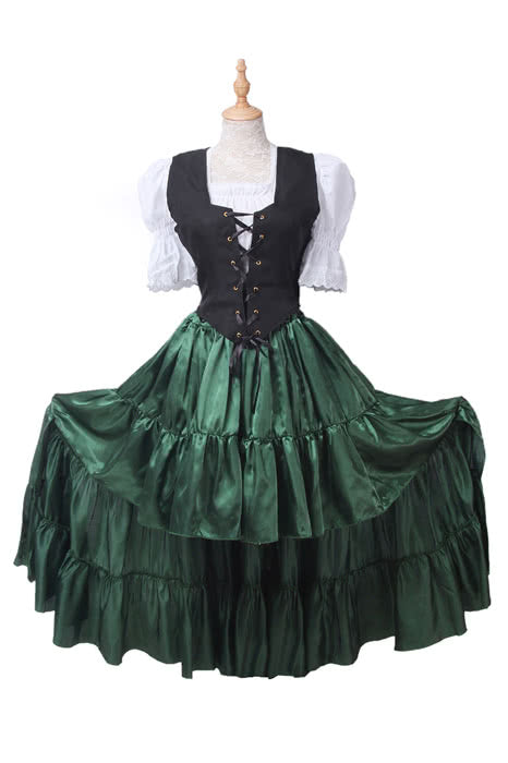 Women's Green Retro Long Skirt - Belly Dance Cosplay Costume GC14C-F-3 (Skirt Only)