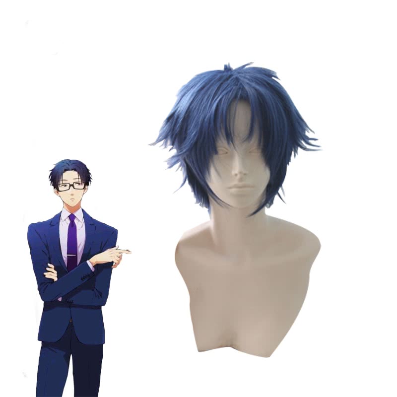 Hirotaka Nifuji 45cm Blue Short Straight Wig - WotaKoi Love is Hard for Otaku Cosplay Wig