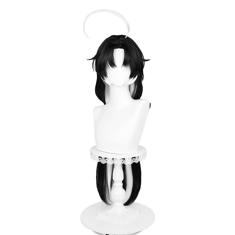 Jianxin Black White Long Straight Wig - Wuthering Waves Cosplay Wig