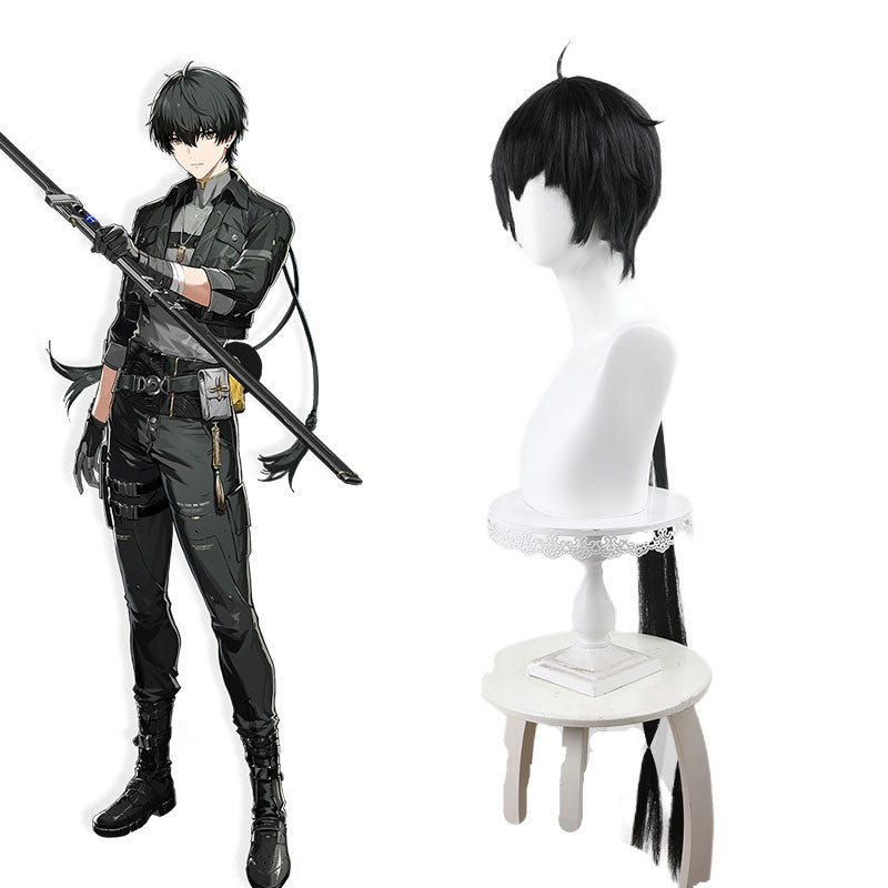 Rover Build Long Black Straight Wig - Wuthering Waves Male Cosplay Wig