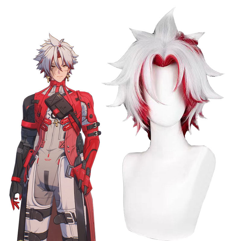 Scar Red Mixed White Straight Wig - Wuthering Waves Cosplay Wig