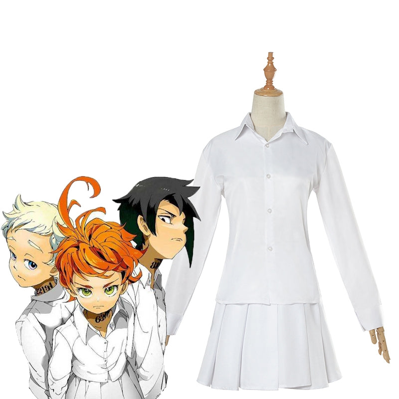 The Promised Neverland Emma White Shirt Skirt Cosplay Costume - Anime Uniform Set