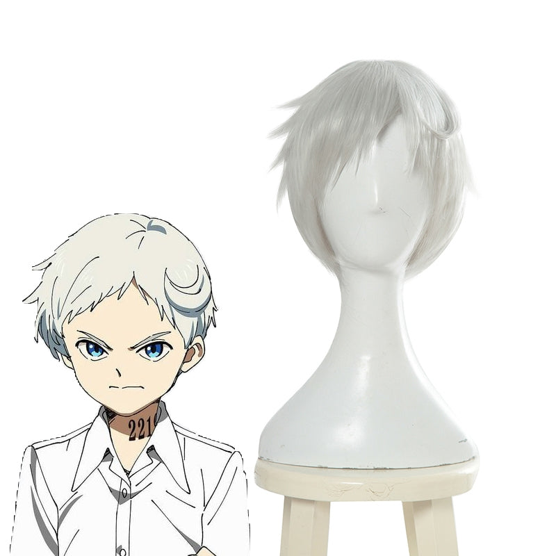 The Promised Neverland Norman Short Gray Straight Cosplay Wig - 34cm Synthetic Hair