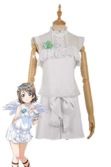 High Quality Anime Costumes You Watanabe White Angel Dress - Love Live Sunshine Aqours Unawaken