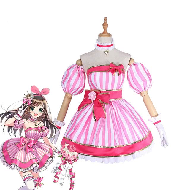 Kizuna AI Pink Dress Cosplay Costume - Virtual YouTuber Outfit Set