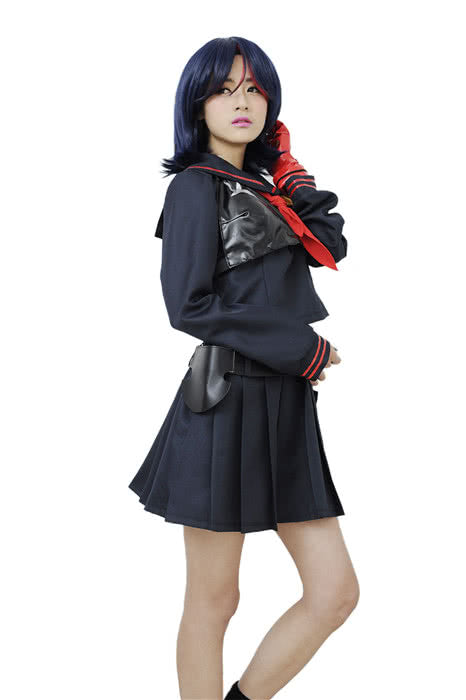 OROCOSPLAY Kill la Kill Black Dress with Red Scarf Gloves - Kill la Kill