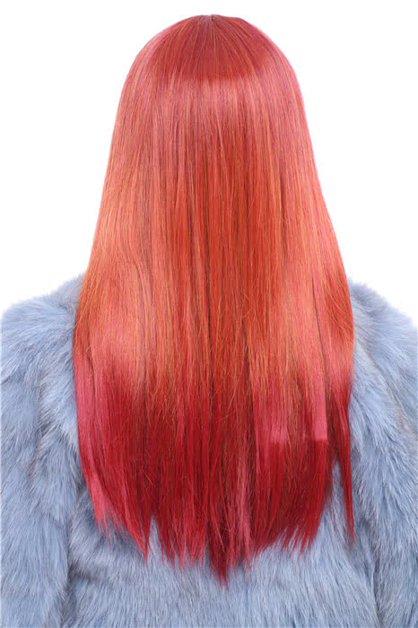 60cm Long Orange Straight Cosplay Party Wig - Heat Resistant Fiber Capless