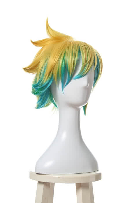 High Quality Cosplay Wigs Ezreal Star Guardian Golden Blue Curly Wig - LOL