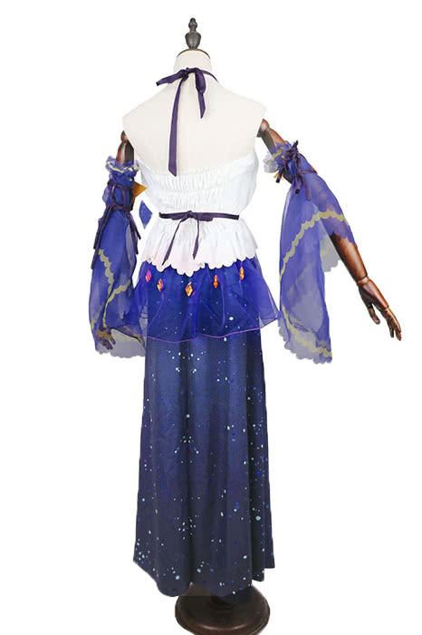 Stardust Purple Long Dress Cosplay Costume - Vocaloid Anime Outfit with Sleeves Headwear