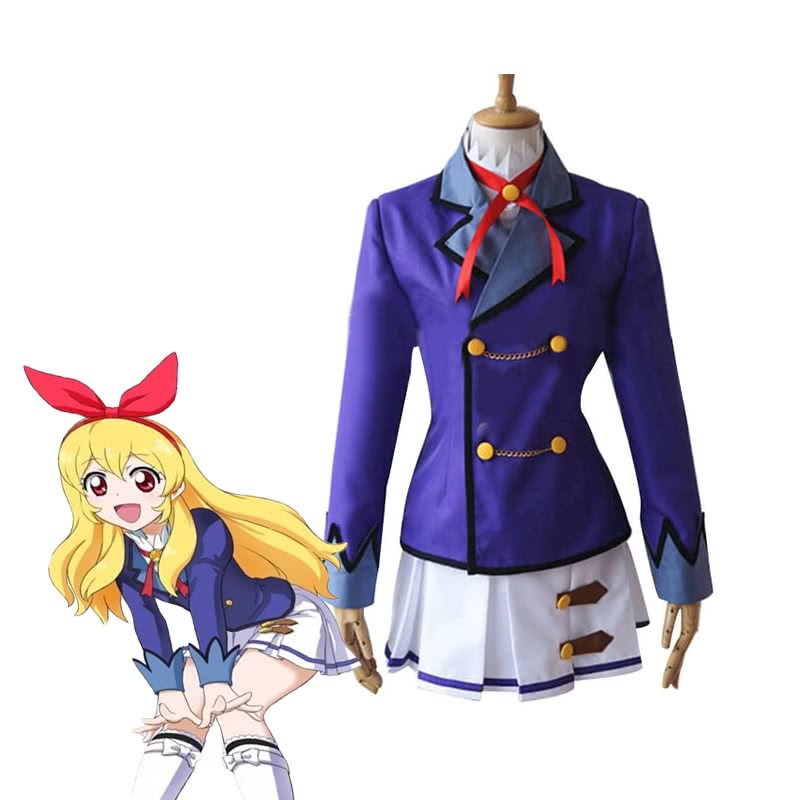 Aikatsu! Aoi Kiriya Cosplay Costume - Blue Uniform Full Set with Coat & Tie