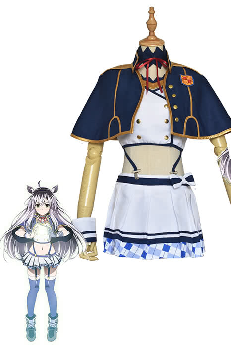 Akashic Records of Bastard Magic Instructor Sistine Fibel Blue Dress Cosplay Costume - Full Set with Cloak & Headwear