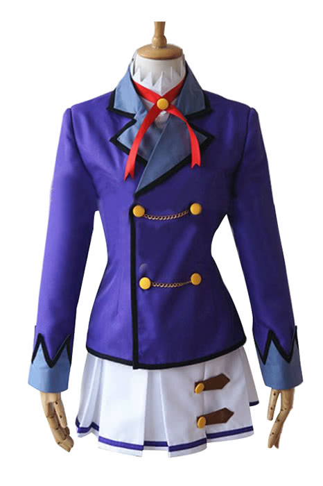 Aikatsu! Aoi Kiriya Cosplay Costume - Blue Uniform Full Set with Coat & Tie