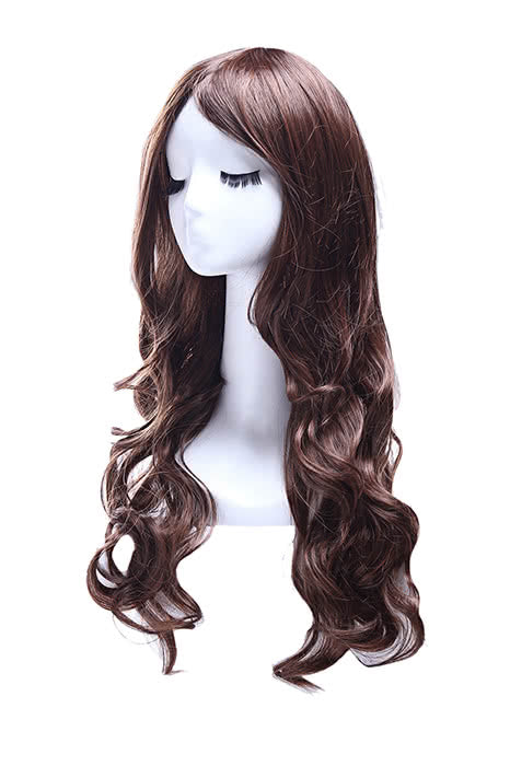 60cm Light Brown Long Curly Fashion Wig - Heat Resistant Fiber Capless