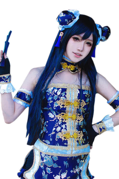 Love Live! Sonoda Umi Long Straight Dark Blue Cosplay Wig - 80cm Heat Resistant Fiber