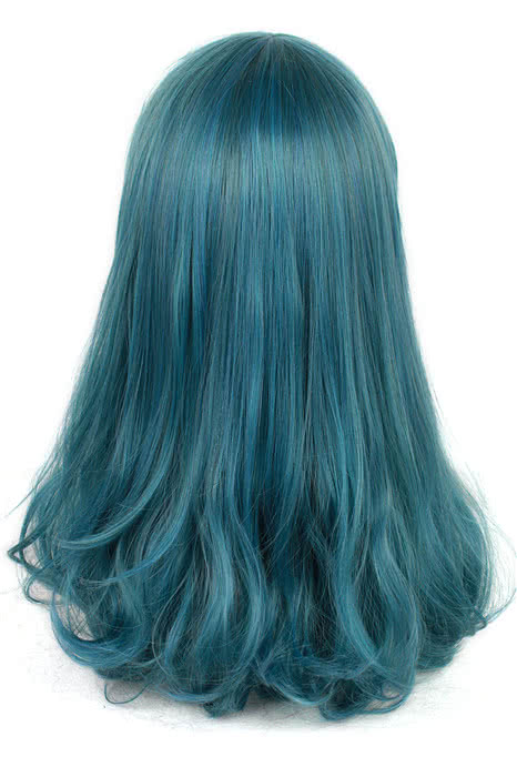 50cm Teal Green Wave Female Cosplay Wig - Synthetic High Temp Fiber for Anime Lovers