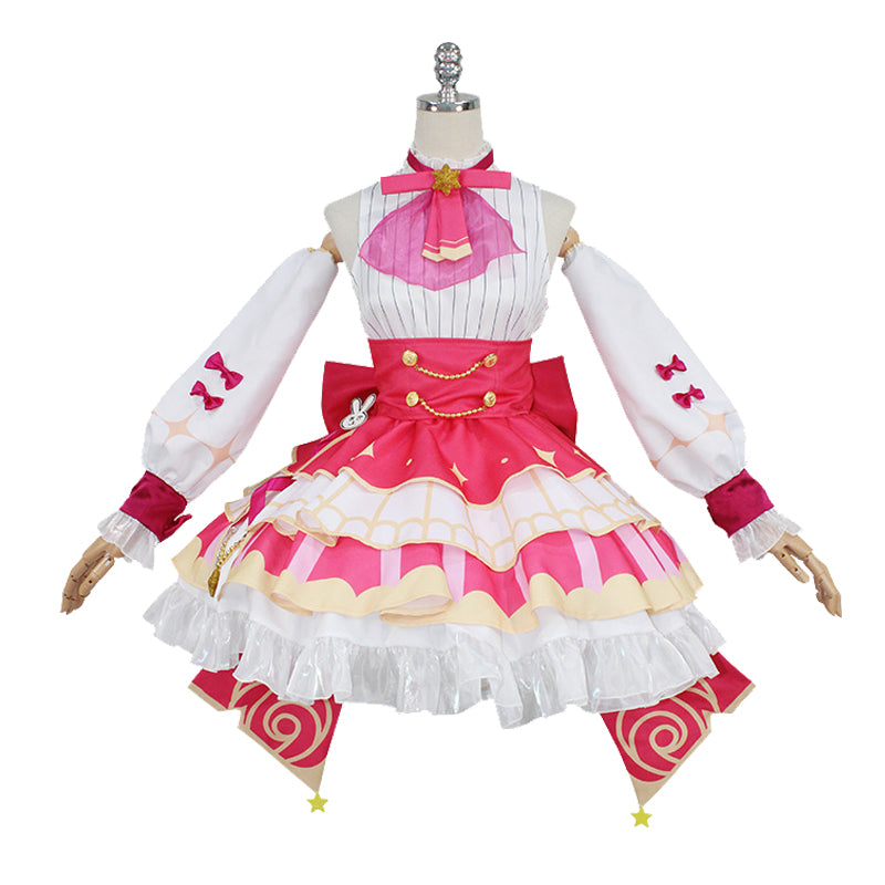 Ai Hoshino Performance Outfit Cosplay Costume with Dress Bow Tie Headdress Belt Socks Sleeves Leg Rings Wrist Ornaments Hairpins - Oshi No Ko