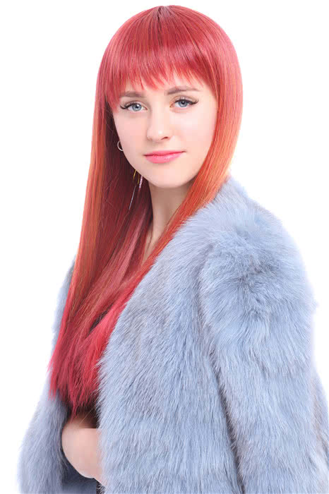 60cm Long Orange Straight Cosplay Party Wig - Heat Resistant Fiber Capless