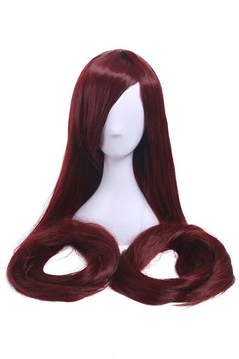 100cm Super Long Straight Wine Red Cosplay Party Wig - Synthetic High Temp Fiber
