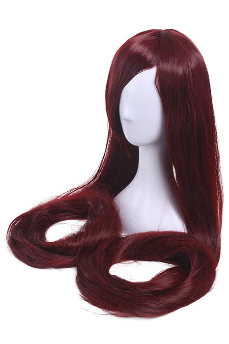 100cm Super Long Straight Wine Red Cosplay Party Wig - Synthetic High Temp Fiber